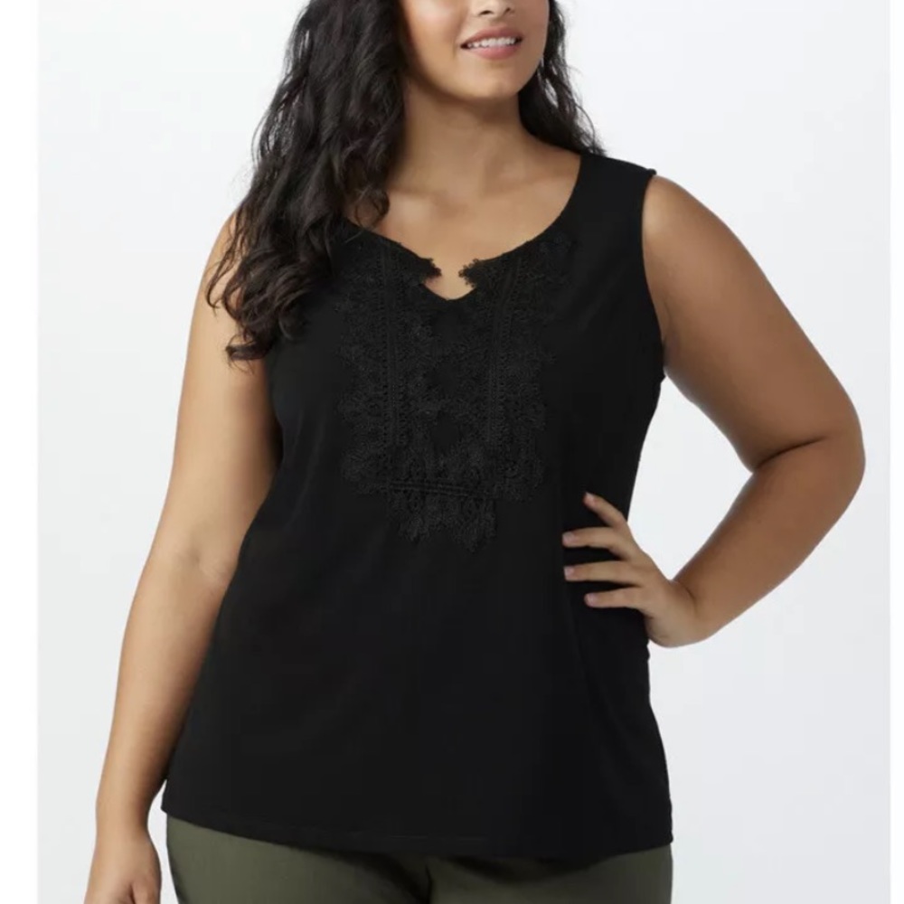 NWOT Women Crochet Trim Crepe Knit Top M
